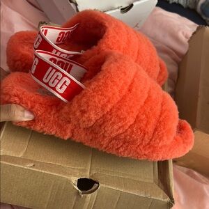 UGG Fluffy Orange Slippers